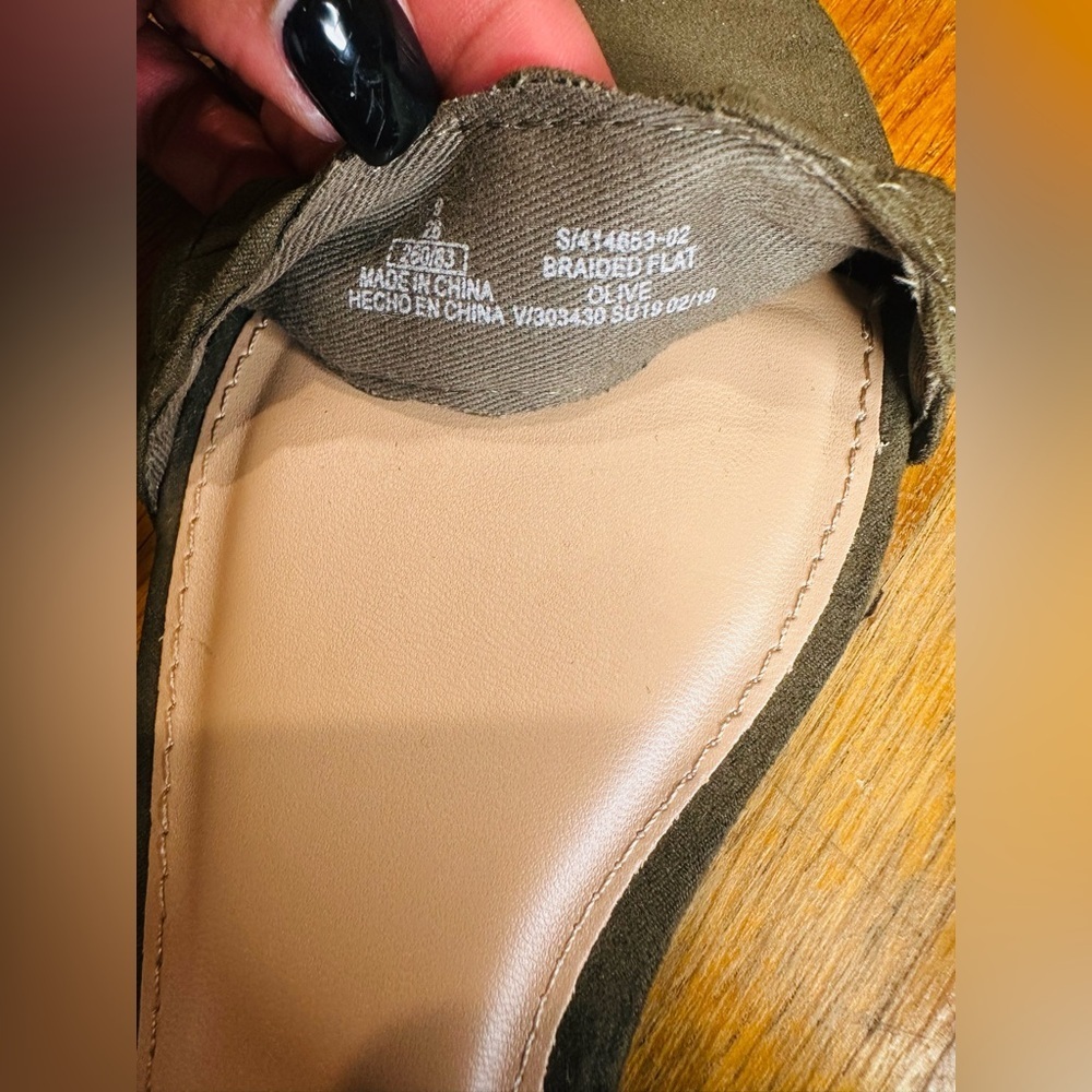 Old Navy Braided D’Orsay Flats | Size 9 | Dark Olive Green - Picture 7 of 9